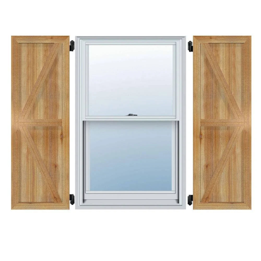 Rough Sawn Western Red Cedar Framed Board-n-Batten Shutters with Z-Bar Q496