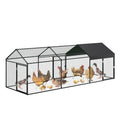 Metal Chicken Coop with Waterproof Cover, 120" x40" x40" Large Chicken Run with 3 Doors, Silver Q29349
