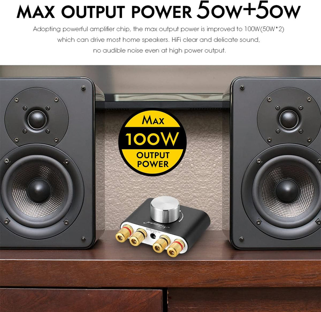 Black Bluetooth 5.0 Power Amplifier, 50W×2, Pack of 2 U67253