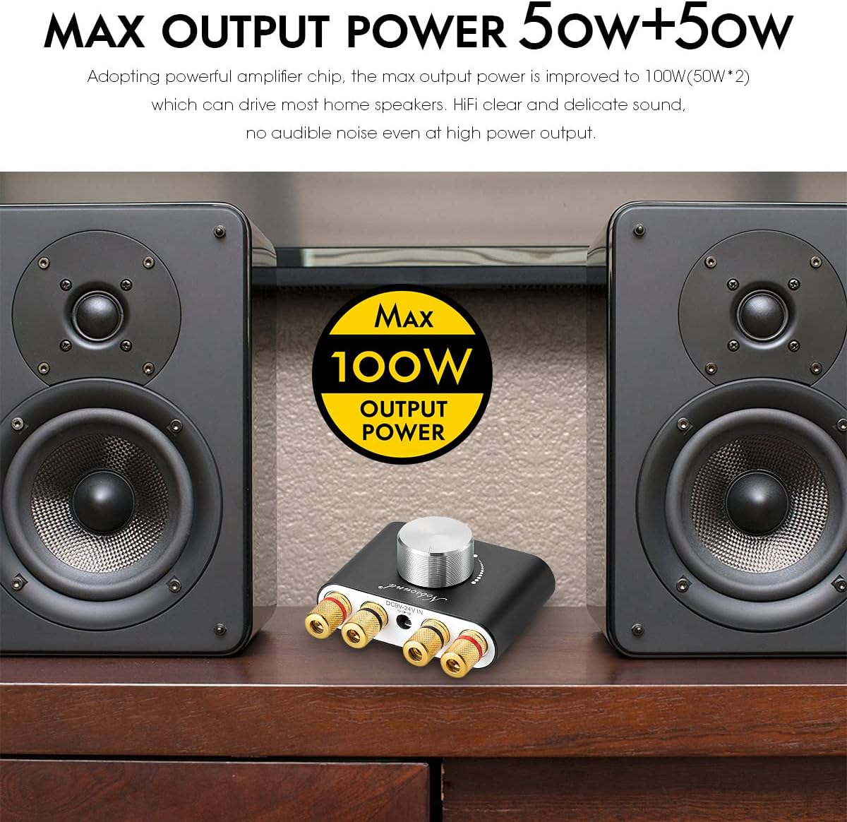 Black Bluetooth 5.0 Power Amplifier, 50W×2, Pack of 2 U67253