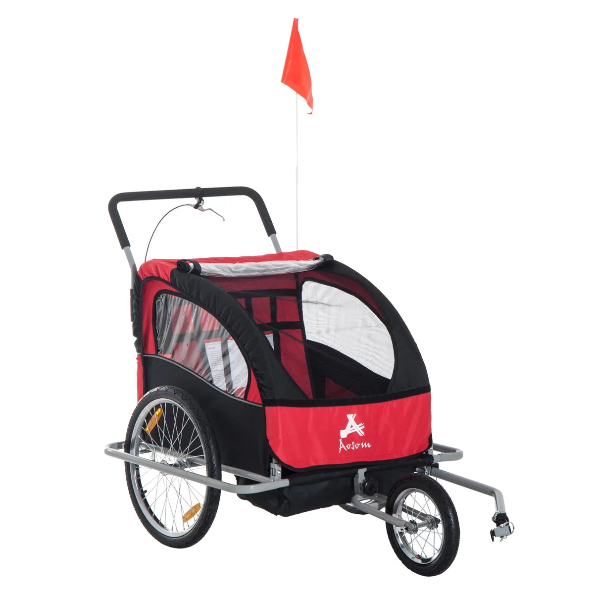 Blue 2-In-1 Double Child Bicycle Cargo Trailer And Jogger H6589