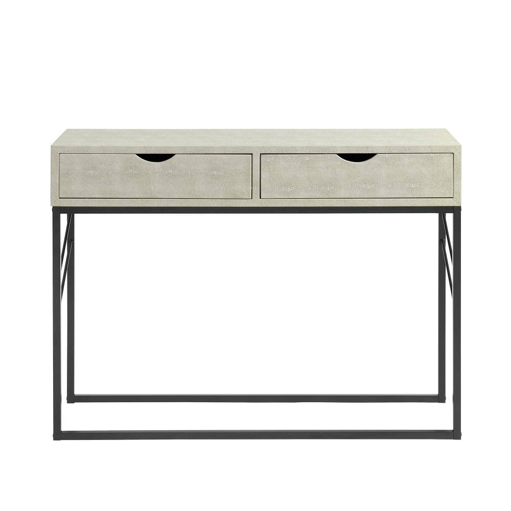 Grey 2-Drawer Faux Shagreen Entry Table P347