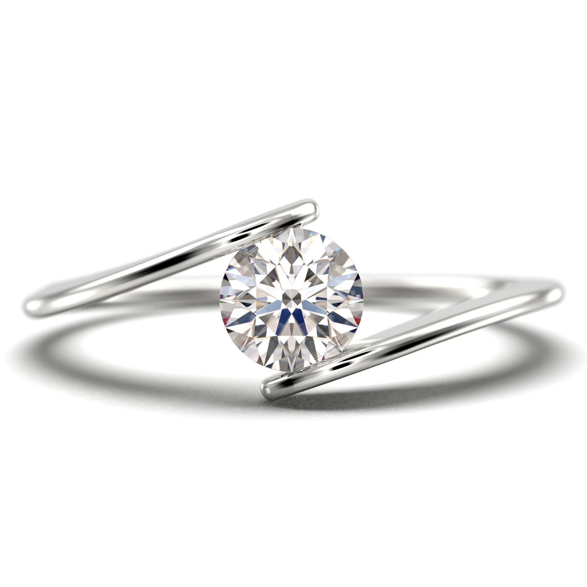 Solitaire 1 Carat Round Cut Diamond Moissanite Engagement Ring in 925 Sterling Silver With 18k White Gold Plating Band A328337