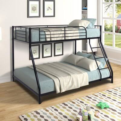 Twin Over Full Metal Bunk Bed Frame Black L8889