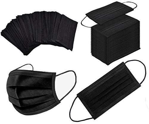 100PCS 3 Ply Black Disposable Face Mask O75467
