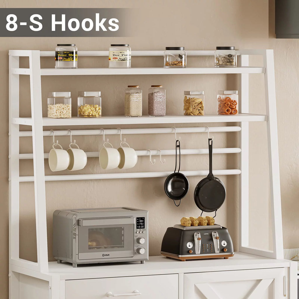 White Kitchen Bakers Rack with Storage G2397