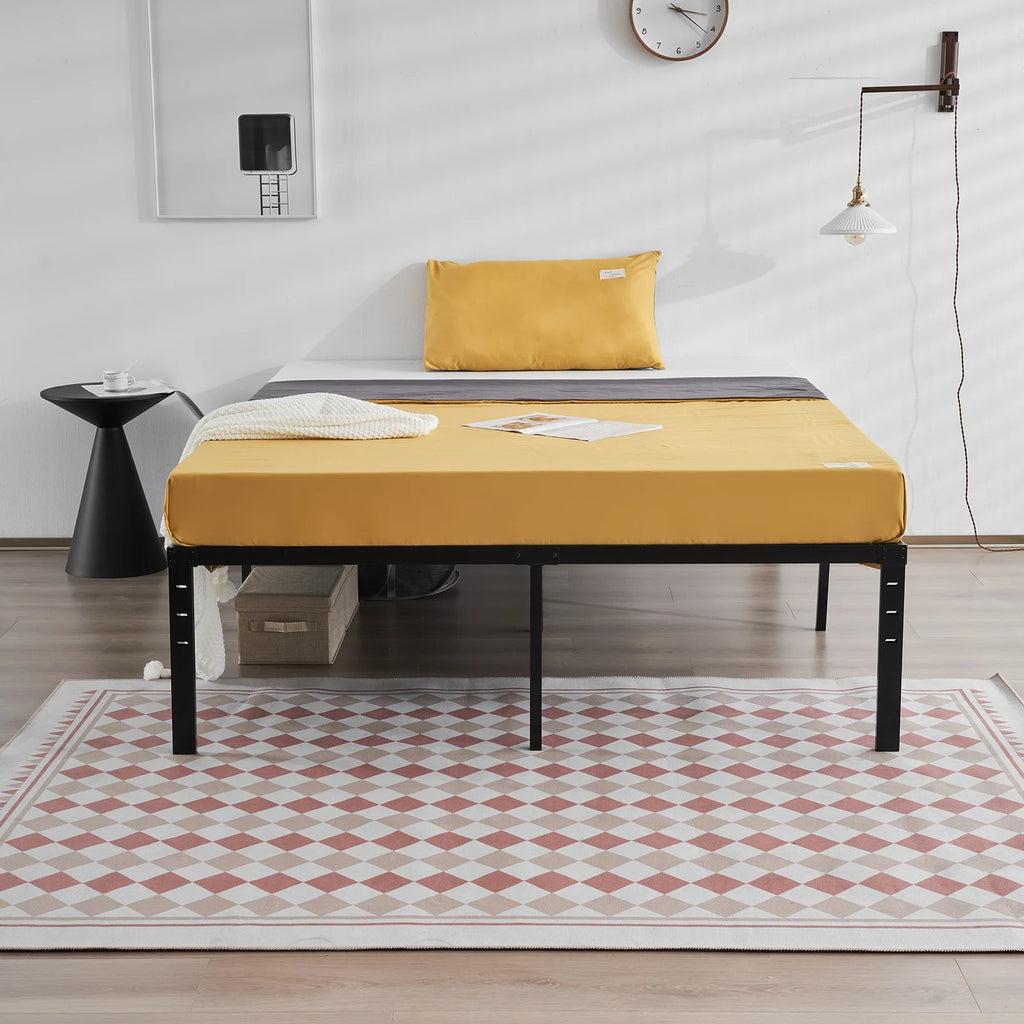 Black Queen Size Metal Bed Frame with Steel Slat Support V791