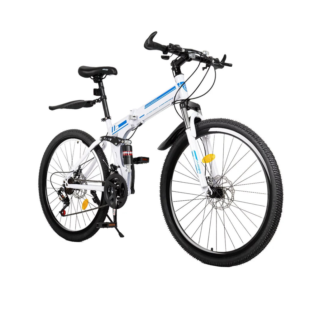 26 Mountain Folding Bike 21-speed Blue & White O224