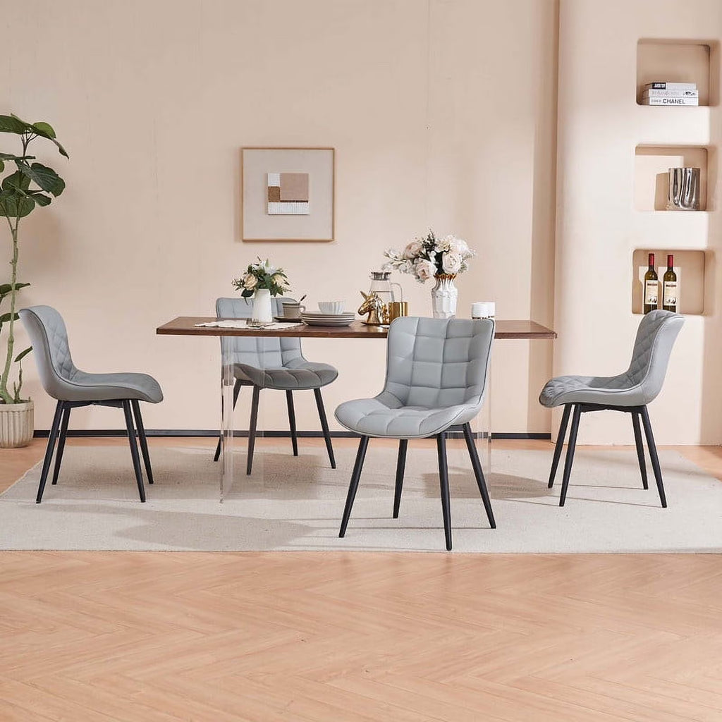 Gray Faux Leather Dining Chair Set of 2 C632