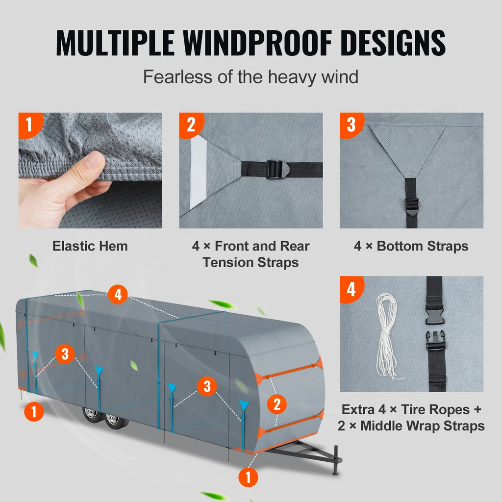 28-30' 4-Layer Non-Woven Fabric RV Cover with Storage Bag and Patches J7275