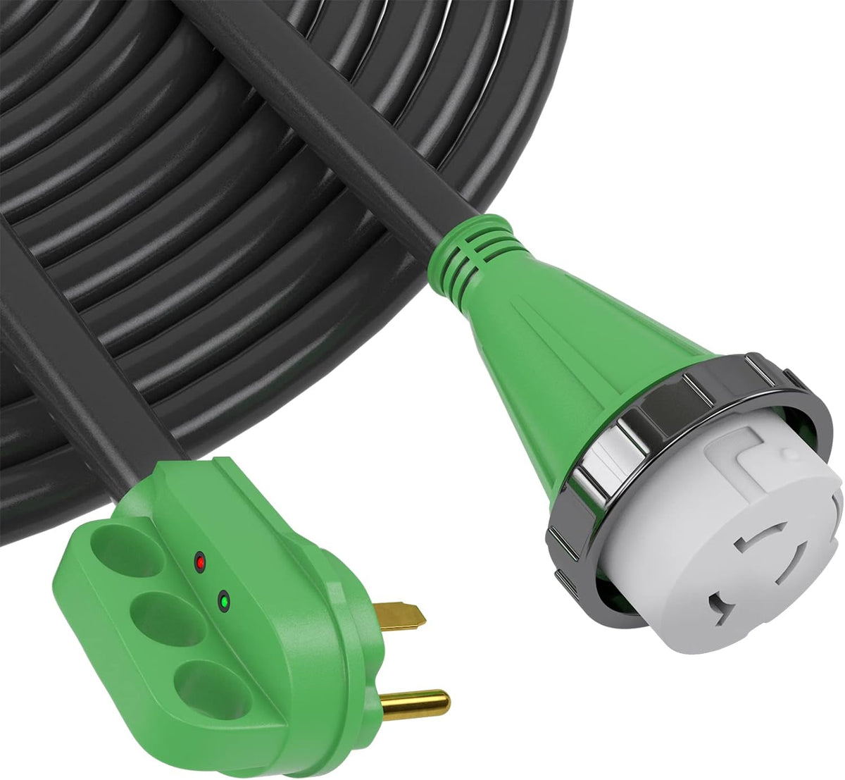 Detachable Power Cord 50A 50FT with Polarity LED Indicator, 14-50P Male to SS2-50R Locking Female, Storage Bag and Plastic Strap H620