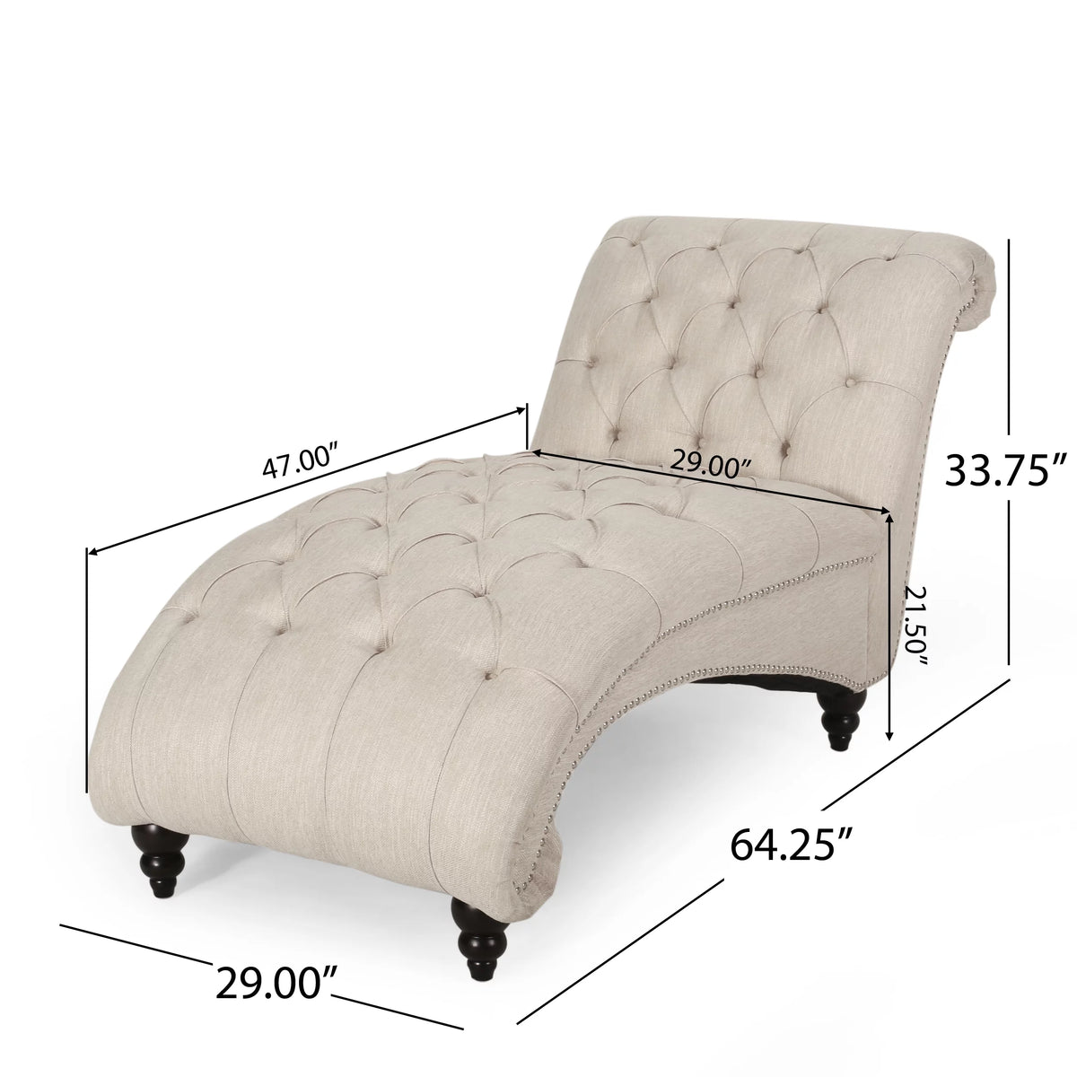 Beige Button Tufted Chaise Lounge T37377