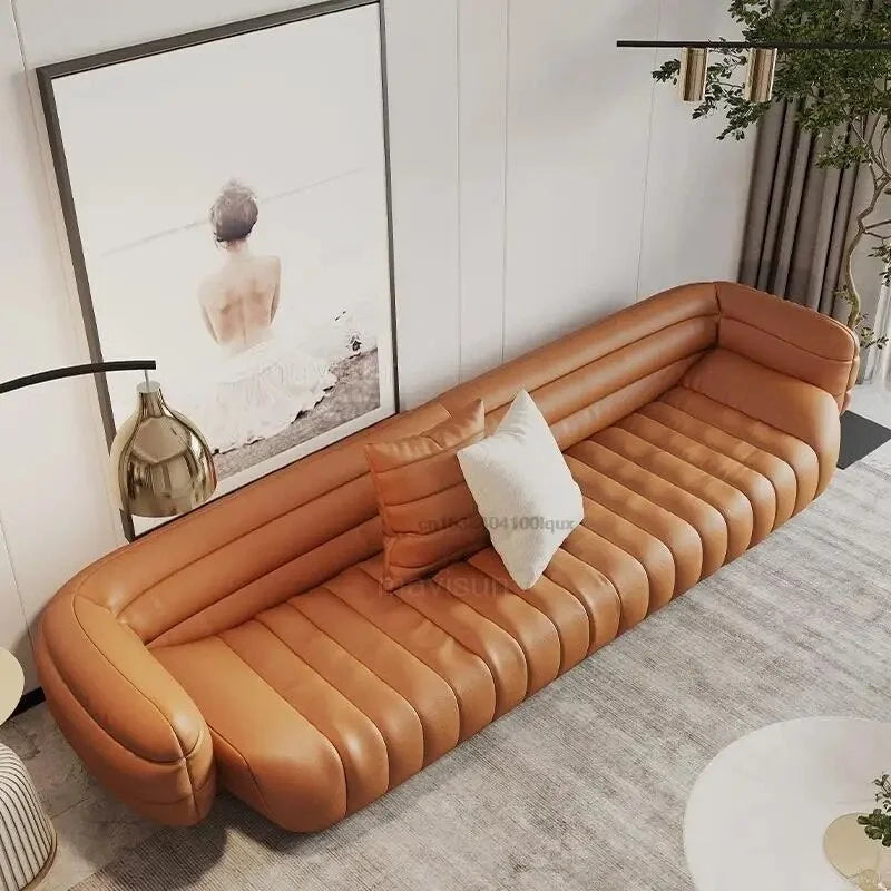 Yellow Light Grey Leather Sofa Y444