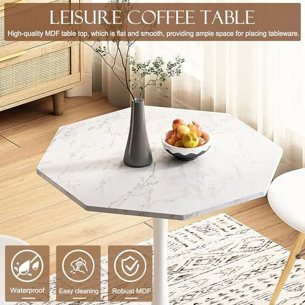 31.50" Modern Octagonal Dining Table with MDF Table Top Metal Base O75185