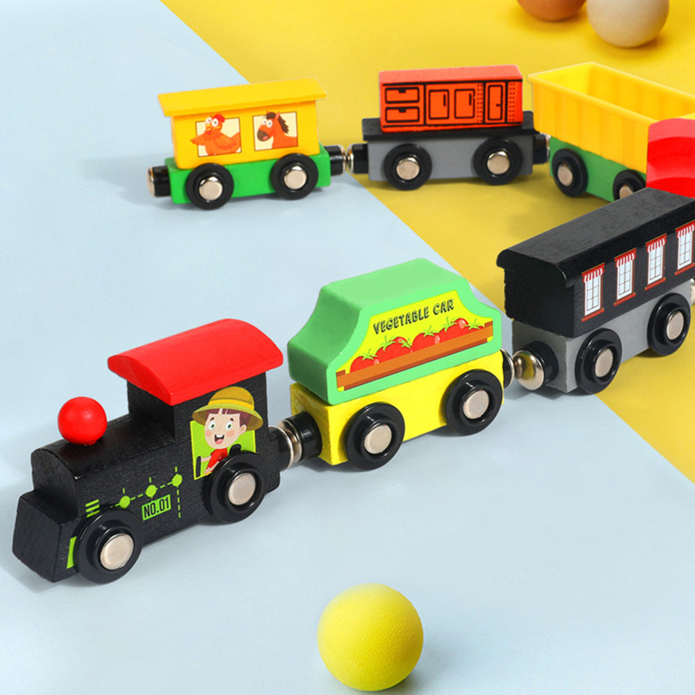 Magnetic Wooden Train Toys Assembling Blocks Toy Q9386