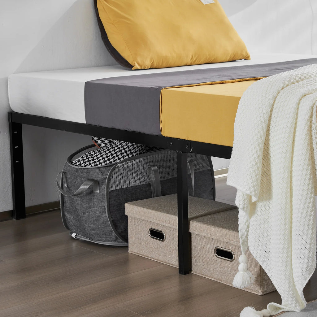 Black Queen Size Metal Bed Frame with Steel Slat Support V791