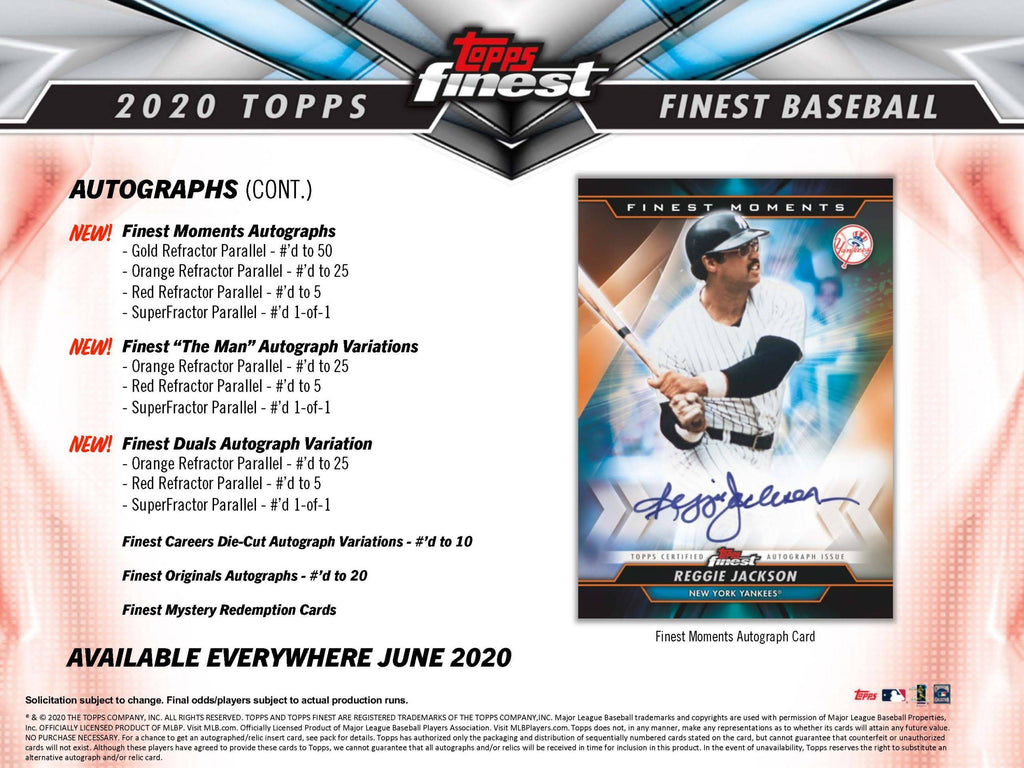2020 Topps Finest Baseball Hobby Box L513