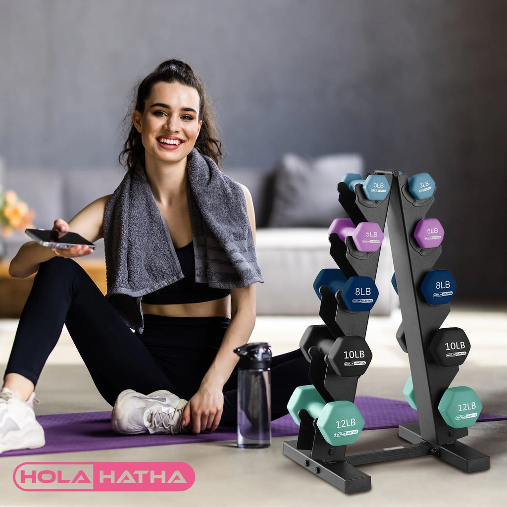 Neoprene Dumbbell Weight Set with Rack X65602