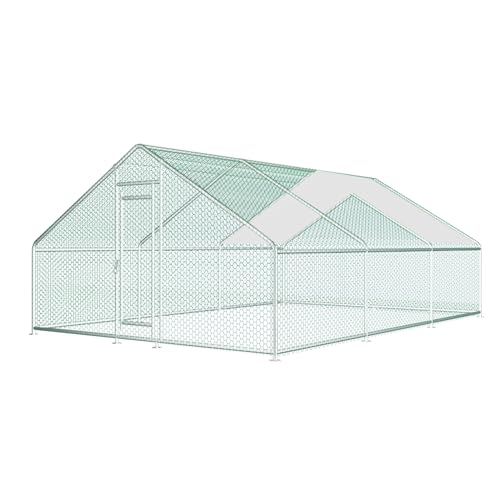 Extra Large Metal Walk-in Chicken Coop with Waterproof Cover J9571