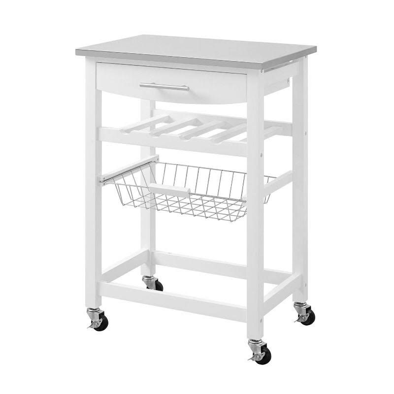 White Wood Kitchen Island Storage Cart H36117
