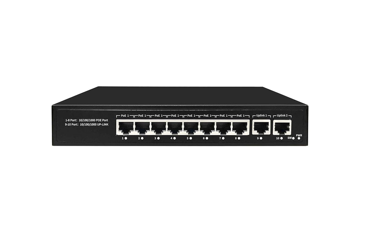 8 Port Gigabit PoE+ Ethernet Network Switch with 2 Uplink Ports, 120W Budget, Pack of 2 A485